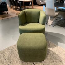 (Showmodel) Rolf Benz Fauteuil 384 Groen + Hocker Showroommodellen Stof