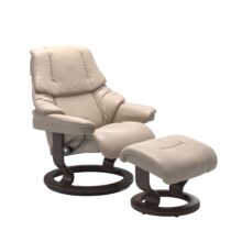 Stressless Fauteuil + Hocker Reno Small Vanilla Fauteuil Leder