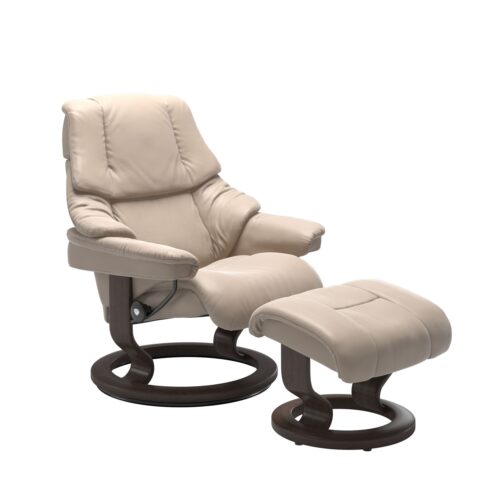 Stressless Fauteuil + Hocker Reno Small Vanilla Fauteuil Leder