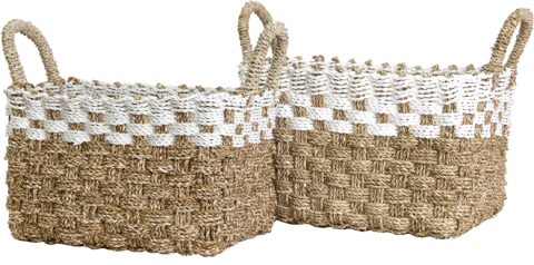 Zanzibar Basket Seagrass-white Set/2 Woon accessoires