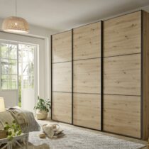 Zweefdeurkast All Inclusive Eiken/Zwart Slaapkamermeubels Hout